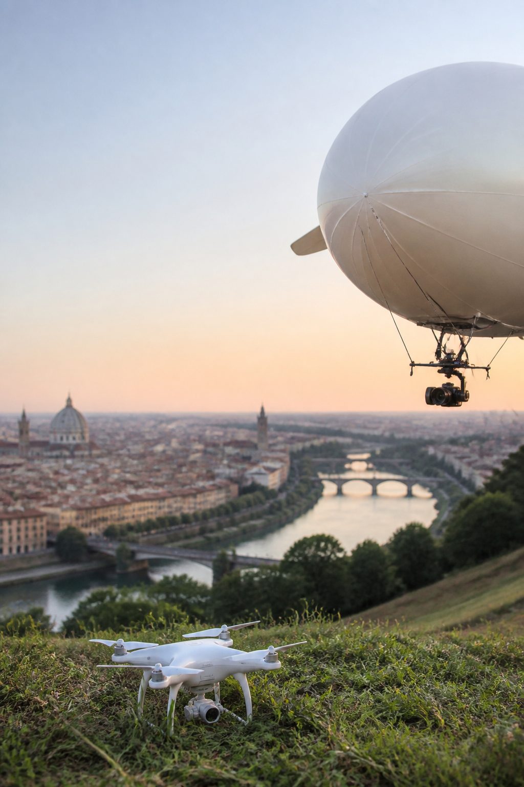 The rules are not symmetrical : Difference between drone and blimp aerial photography