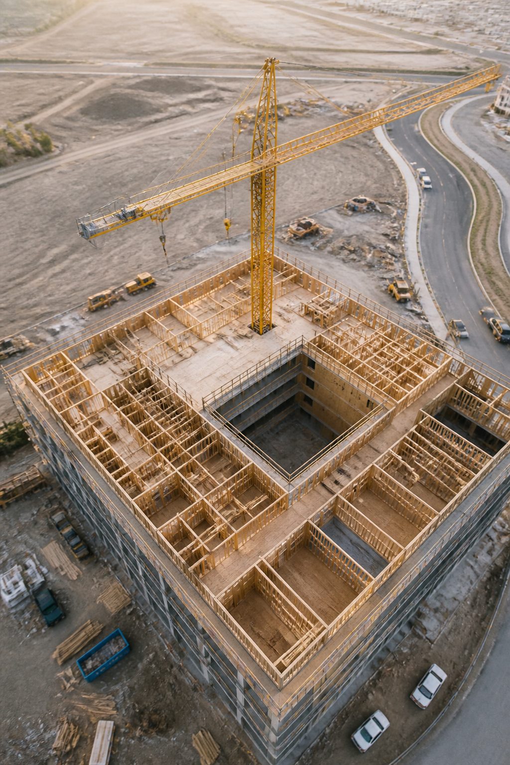 Working over a building that is still being built : Aerial photography for architecture projects
